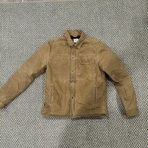 Flint and Tinder Flannel-Lined Waxed Trucker Jacket in Field Tan - Size S